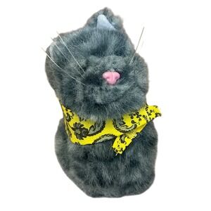 18" American Girl Doll Gray Tabby Cat Hard Body Yellow Paisley Bandana Retired